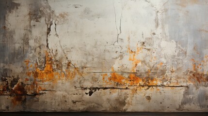 An abstract rust stain reveals the gradual decay of an orange-painted wall, evoking a sense of wild abandonment