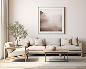 Modern Interior Mockup Frame in a Cozy Living Room