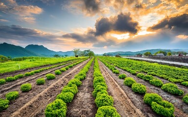 Field vegetables agriculture landscape industry concept