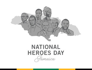 VECTORS. Editable banner for the National Heroes Day in Jamaica, October.