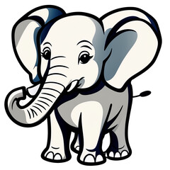 cartoon style, elephant
