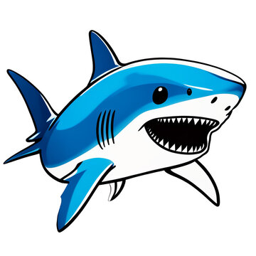 cartoon, cute blue shark