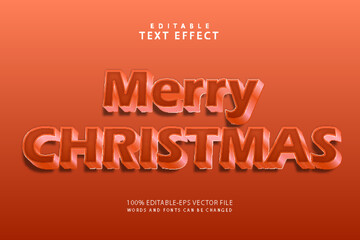 Merry christmas editable text effect 3 dimension emboss modern style