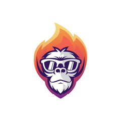 Fire Gorilla Logo Vector Design Template