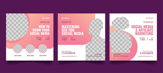 Gradient Webinar Social Media Banner Template. Banner or Cover for Feed Commercial ad Background Online Seminar