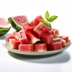 Sliced watermelon served on a plate.