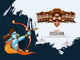 Foto op Canvas Happy Dussehra cultural festival celebration background design © Tamarindarts