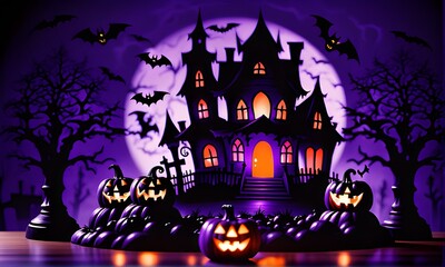 Pumpkins in Haunted Graveyard at Night, Spine-Chilling Forest, and Glowing Jack-o'-Lantern