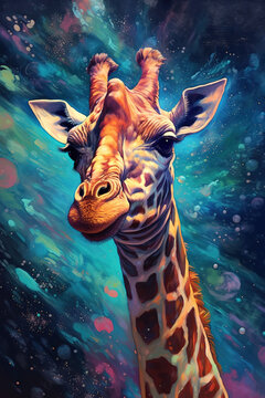 The giraffe, beautiful fine art portrait, generated by Ai