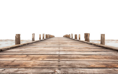 A Long Timber Boardwalk Provides an Inviting Route for Leisurely Walks Isolated on Transparent Background PNG.