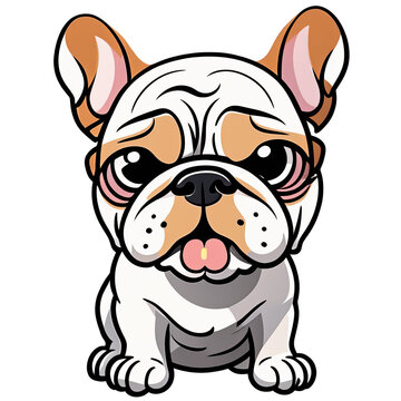 Printable sticker about minimal fun cartoon, cute Bulldog