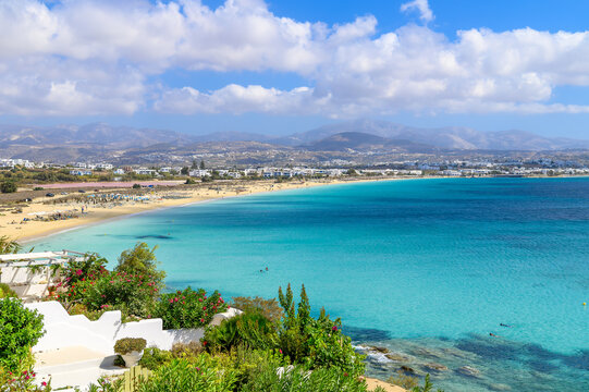 Landscape with Agios Prokopios beach, Naxos island, Greece Cyclades