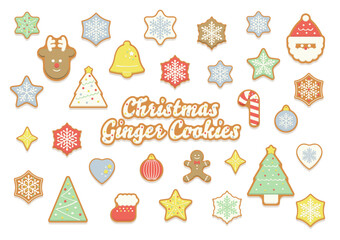 クリスマスモチーフのジンジャークッキ・クッキーのベクターイラスト／12月・クリスマス・冬