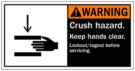 Cut and crush hazard warning sign and labels - obrazy, fototapety, plakaty