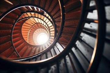 A captivating image of a spiral staircase with a beautiful light shining through it. Perfect for...
