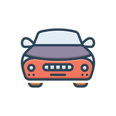 Color illustration icon for automobile