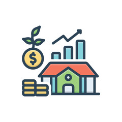 Color illustration icon for investment