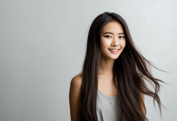 Naklejka premium Portrait of a pretty asian young woman isolated from the background