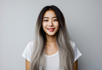 Fototapeta premium Portrait of a pretty asian young woman isolated from the background