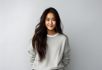 Fototapeta premium Portrait of a pretty asian young woman isolated from the background