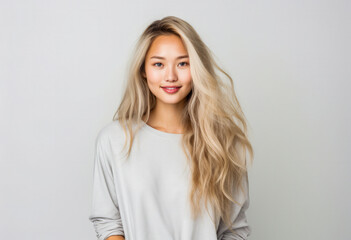 Naklejka premium Portrait of a pretty asian young woman isolated from the background