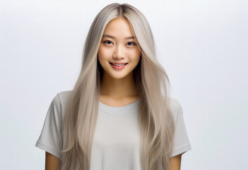 Obraz premium Portrait of a pretty asian young woman isolated from the background