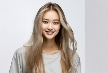 Fototapeta premium Portrait of a pretty asian young woman isolated from the background