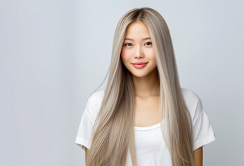 Fototapeta premium Portrait of a pretty asian young woman isolated from the background