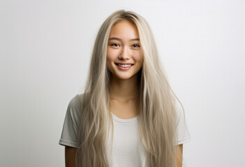 Obraz premium Portrait of a pretty asian young woman isolated from the background