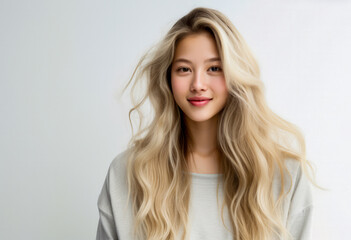 Naklejka premium Portrait of a pretty asian young woman isolated from the background