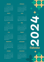 modern calendar template 2024 floral motif