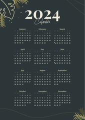 classic floral 2024 clean calendar template