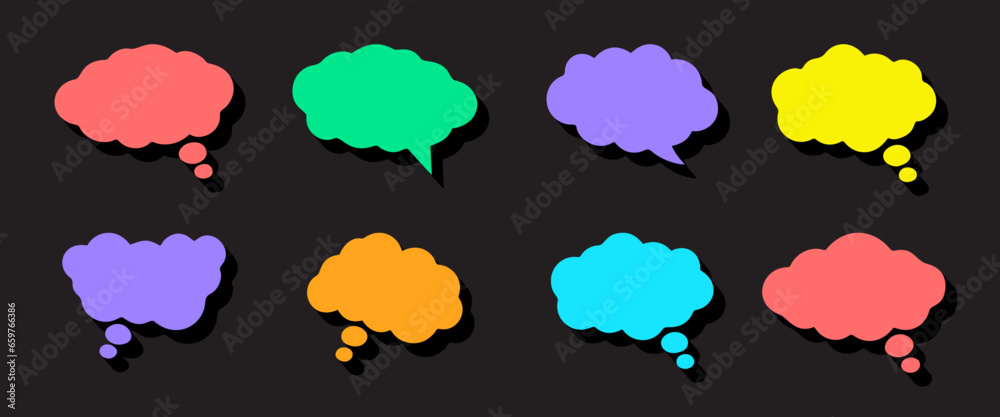 Wall mural set of various shapes of speech bubbles vector frames