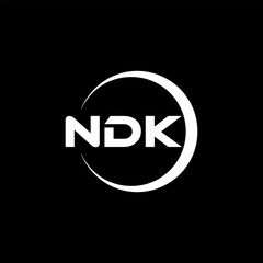 NDK letter logo design with black background in illustrator, cube logo, vector logo, modern alphabet font overlap style. calligraphy designs for logo, Poster, Invitation, etc.