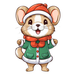 Cute Gerbil Christmas Clipart Illustration