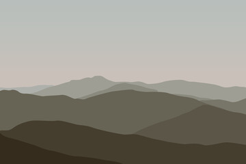 Beautiful mountain landscape. Vector illustration in flat style.