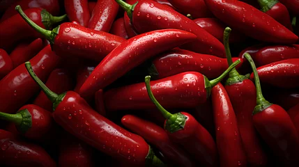 Fotobehang Delicious red hot chili pepper pattern © Aliaksandra
