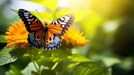 A beautiful close-up of a butterfly sitting on a flower