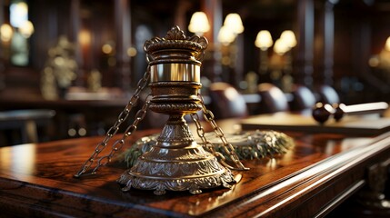 Judge gavel on the table. The concept of justice and corruption - obrazy, fototapety, plakaty