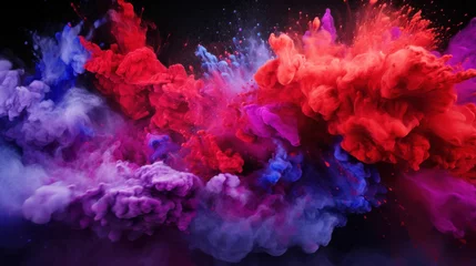 Foto op Plexiglas Colorful holi paint splash on black background © red_orange_stock