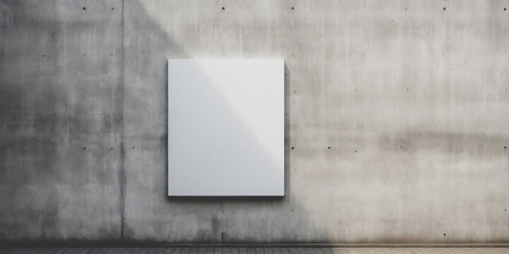 Mockup signboard on gray cement wall.
