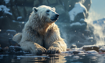 Polar Bear on a Snowy Day