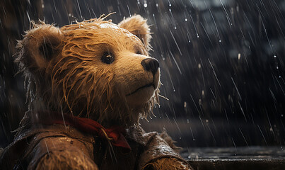 Teddy bear in the Rain