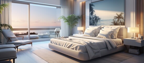 Interior of a hotel or bedroom representing the hotel concept - obrazy, fototapety, plakaty