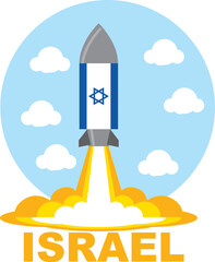 israel flag rocket vector illustration