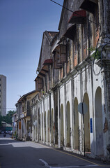 old street view in George Town, Penang. Heritage houses