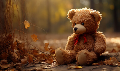 Autumn, outside, Teddy bear