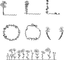 手書きの可愛いお花のフレーム