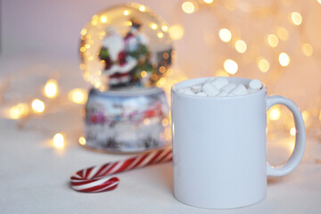  Set with white mug for mockup. The mug with the christmas decorations.