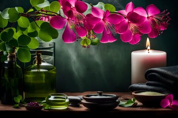 spa setting with orchid